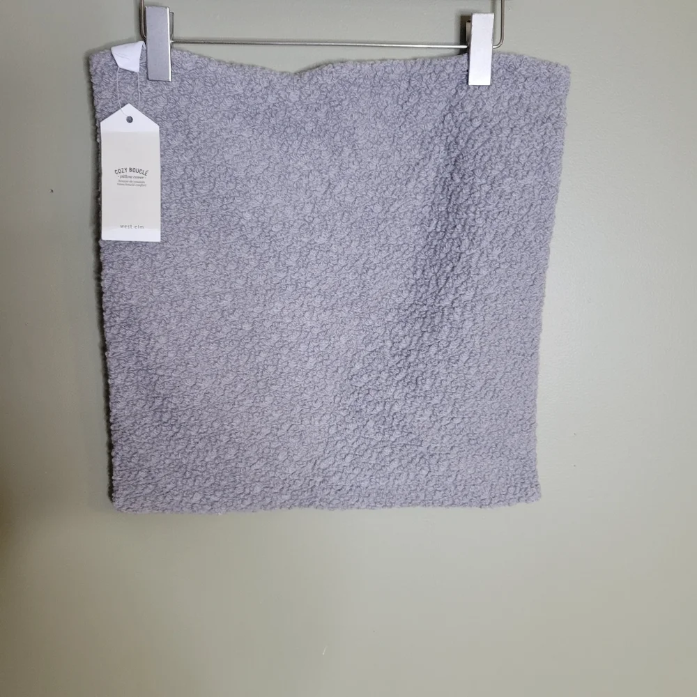 West Elm Cozy Faux Shearling Pillow Cover 18x18 Gray NWT